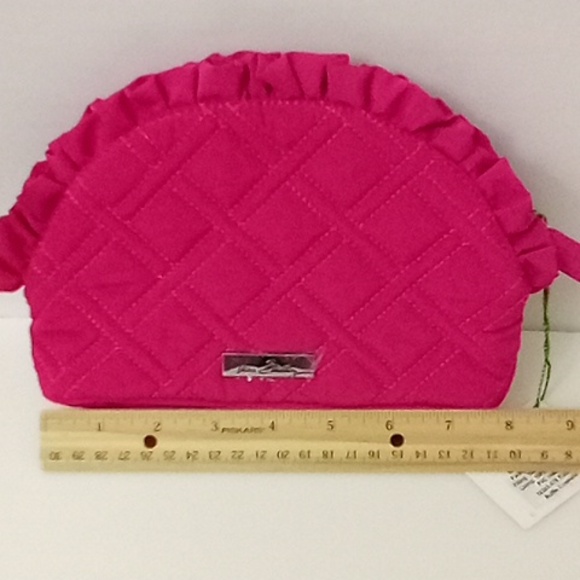 Vera Bradley ruffle quilted cosmetic fuchsia bag - Picture 7 of 8